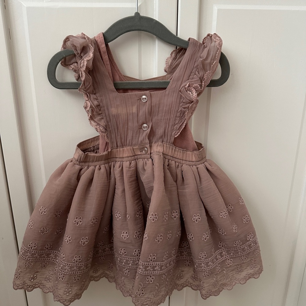 Girls' Dusty Rose Ruffle Strap Formal Dress - Picture 5 of 9